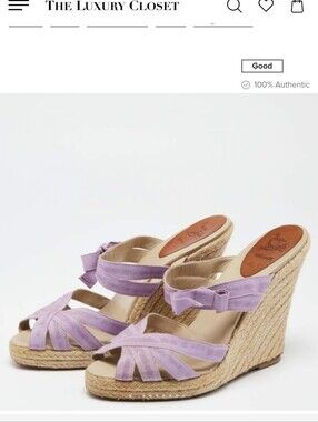 Christian Louboutin Lavender Fabric Wedge Espadrilles